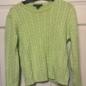 Ralph Lauren Pastel Green Cable Knit Sweater